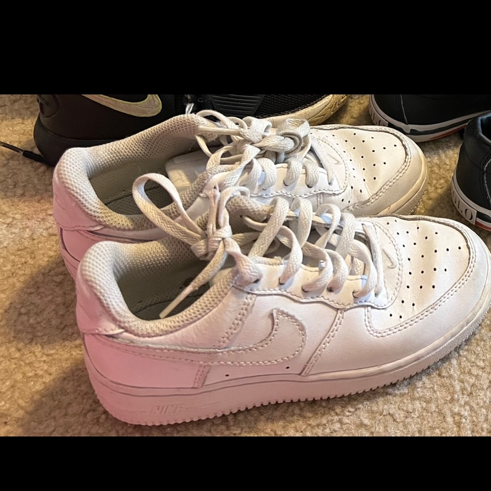 Kids white air forces size 12